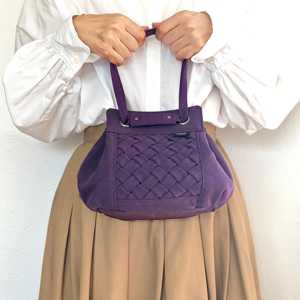スモッキング2way巾着バッグ★グレープ★受注制作★ショルダーストラップ別売 8枚目の画像