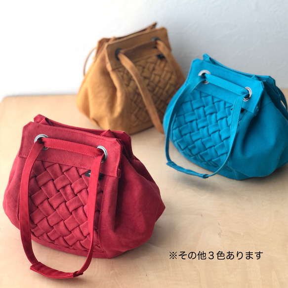 スモッキング2way巾着バッグ★グレープ★受注制作★ショルダーストラップ別売 10枚目の画像