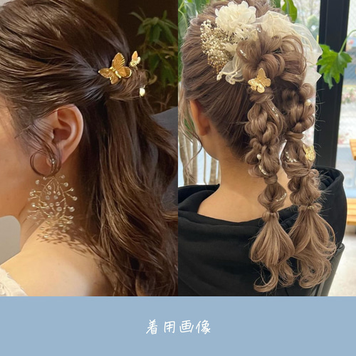 ☆大人気☆結婚式・ドレスにぴったりのゴールドの蝶々ヘアピン 5