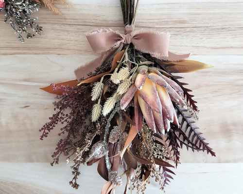 定形外送料無料／スワッグ／プロテアの秋色スワッグ／アンティーク