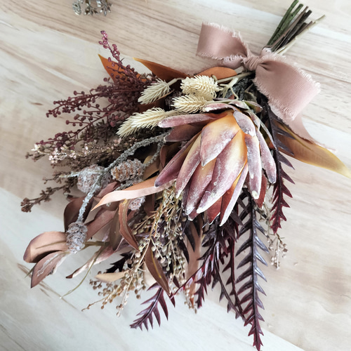 秋色　プロテア　アンティーク　ナチュラル　スワッグ プロテアの秋色スワッグ 秋色 プロテア アンティーク ナチュラル スワッグ