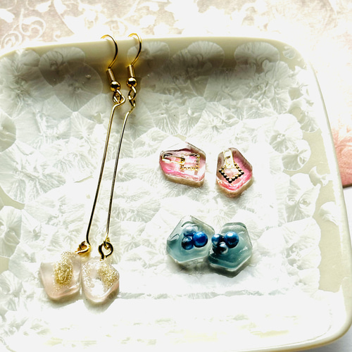 宝石風 揺れるピアス イヤリング おまとめ 6点(両耳用3つ) ピアス  