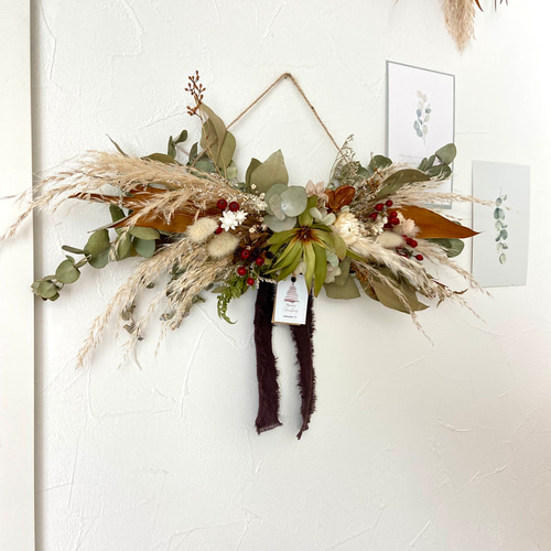 横長スワッグ☆ネイティブボタニカルドライフラワー