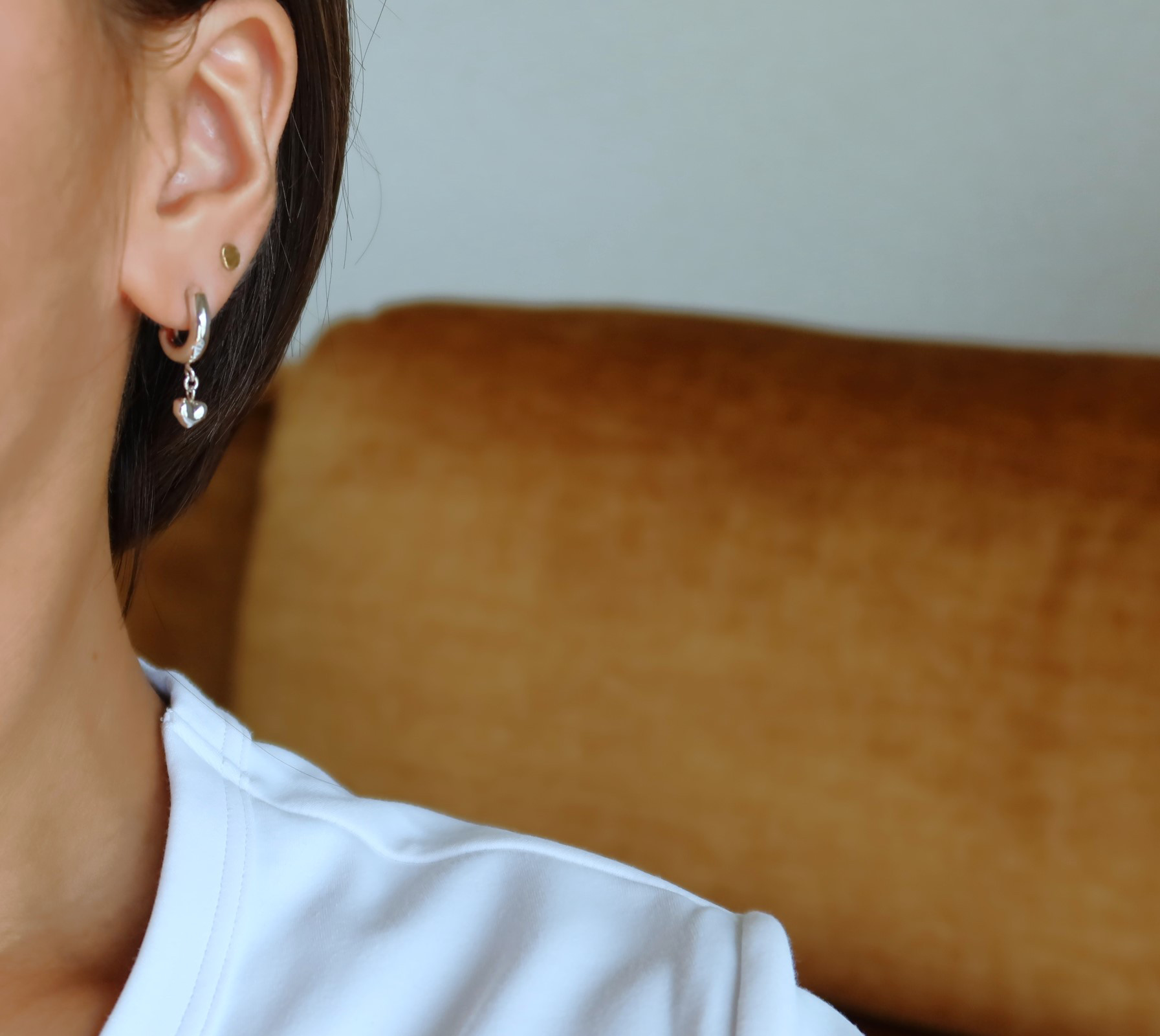 Petitハート揺れる　フープピアス　小さい　ハート