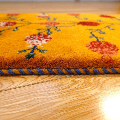 秋入荷】ペルシャ ギャッベ ミニランナー 114x40cm 黄金色