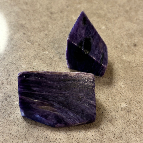 ロシア産 チャロアイト カットピース 2個セット その他置物