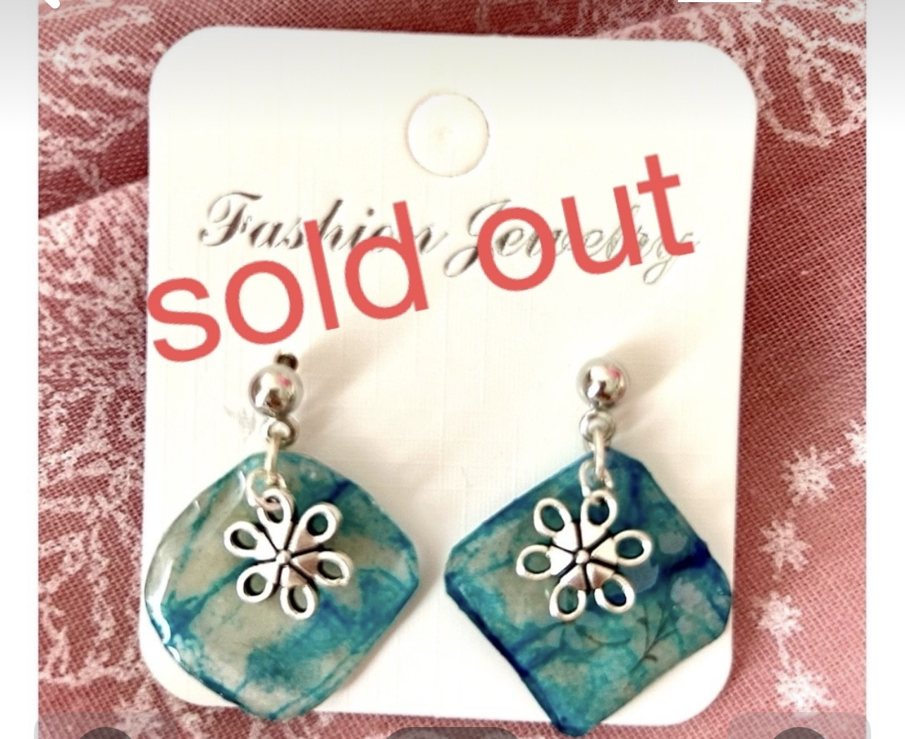 «562»◤完売◢    和紙アクセサリー*耳飾り*ブルー爽やか*イアリング変更可能