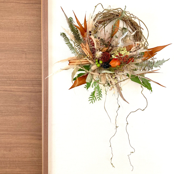 秋の森ドライフラワーリース