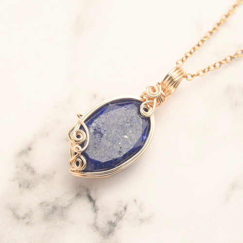 天然石 グランディディエライト ワイヤーラッピング ペンダントトップ