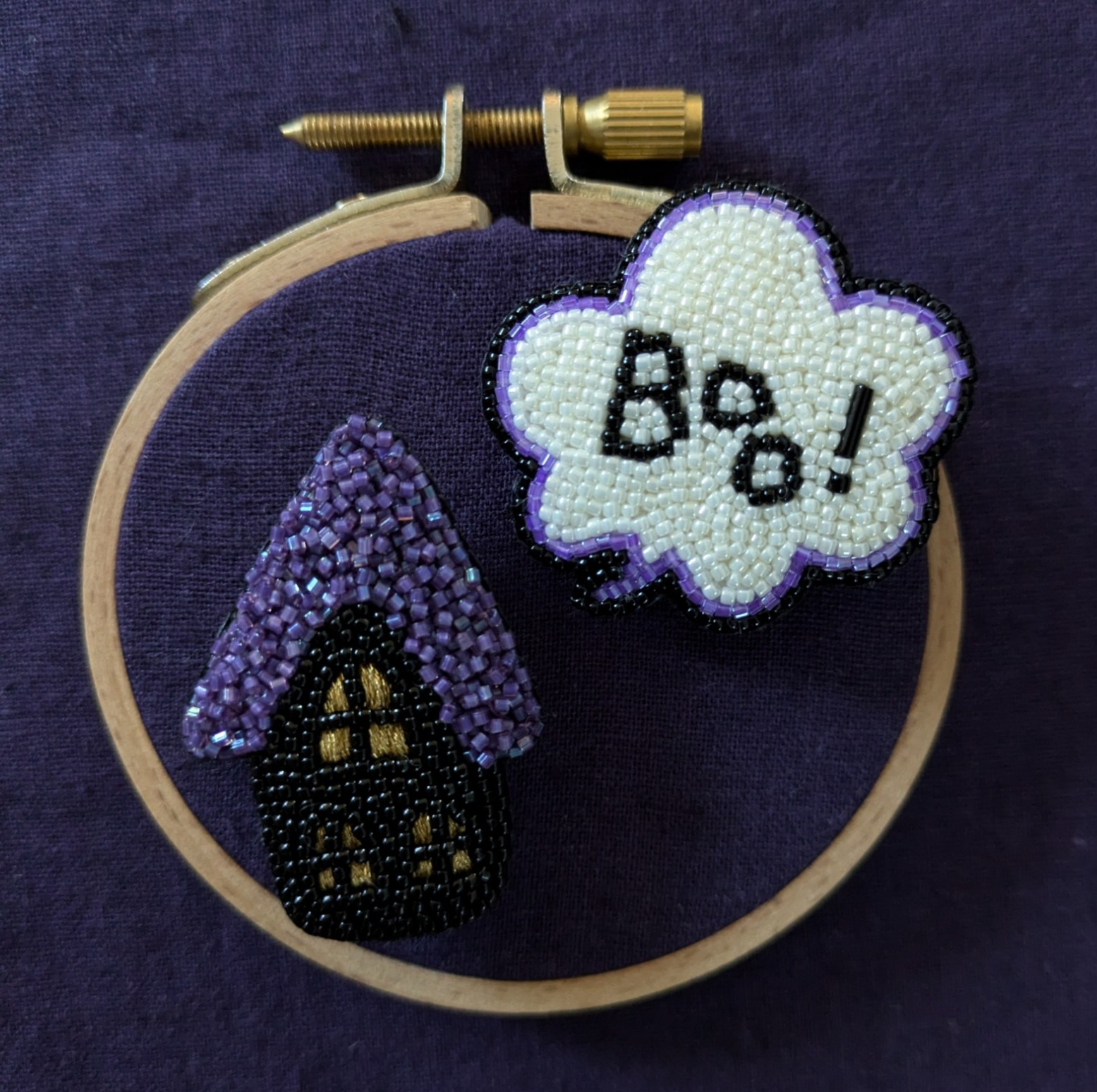 【ブローチ】ふきだし　Boo！　パープル