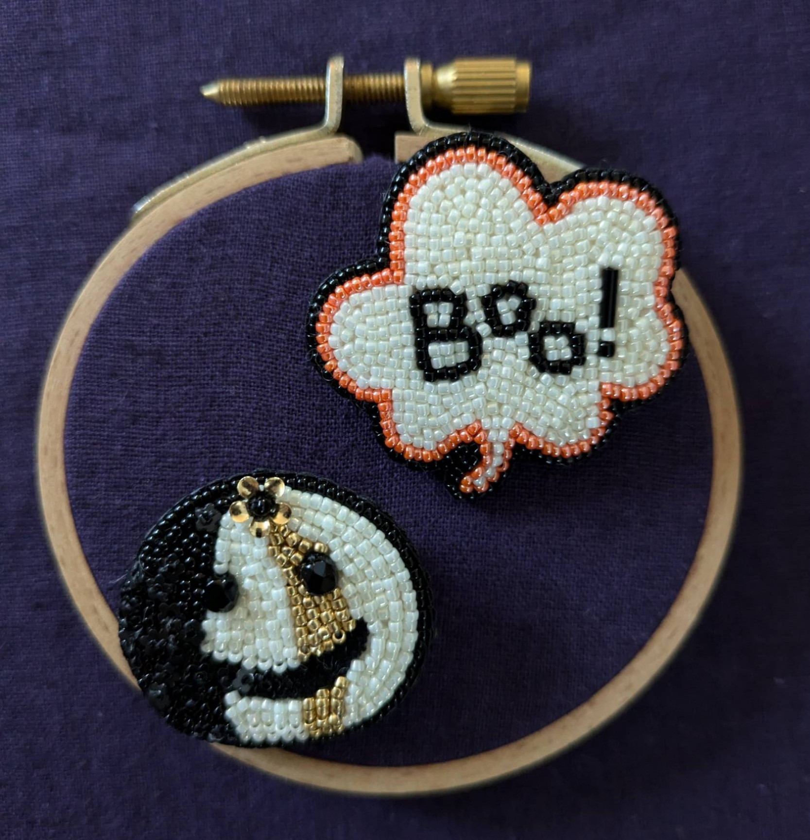 【ブローチ】ふきだし　Boo！　オレンジ