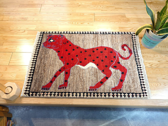 秋入荷】ペルシャ ライオンギャッベ ヤラメ族 トライバルラグ