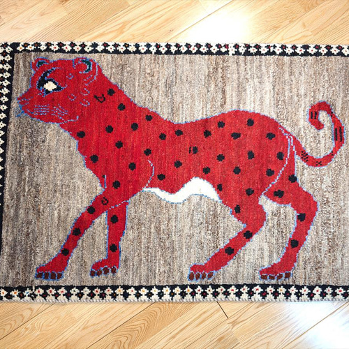 秋入荷】ペルシャ ライオンギャッベ ヤラメ族 トライバルラグ