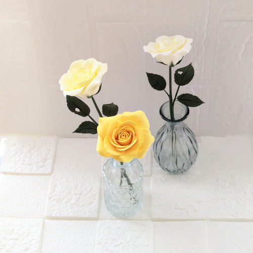 クレイフラワー✨ロココ調薔薇❁染め花布花❁クレイフラワー❁ハンドメイド クレイフラワー #バスケットアレンジ ♪ いつもの定番のお花です
