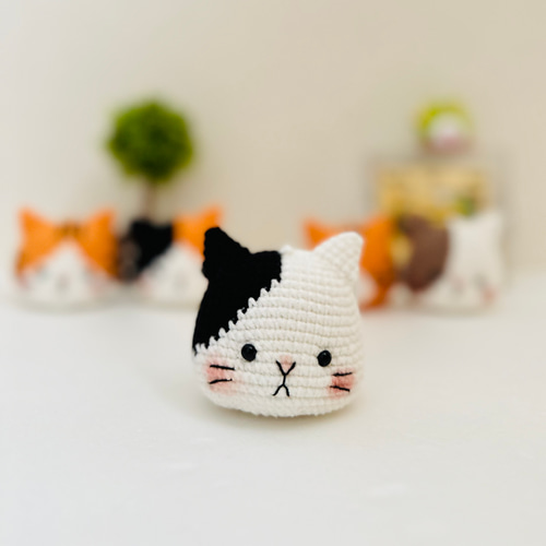 あみぐるみ　ネコ　キーホルダー(小)　7点セット 灰色猫のバッグチャーム（キーホルダー） あみぐるみ 猫雑貨 猫