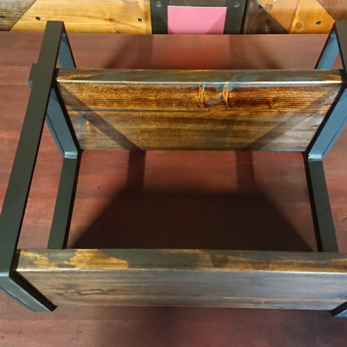 マットブラックでアイアンな2段オープンシェルフ♪ 153×362×297mm