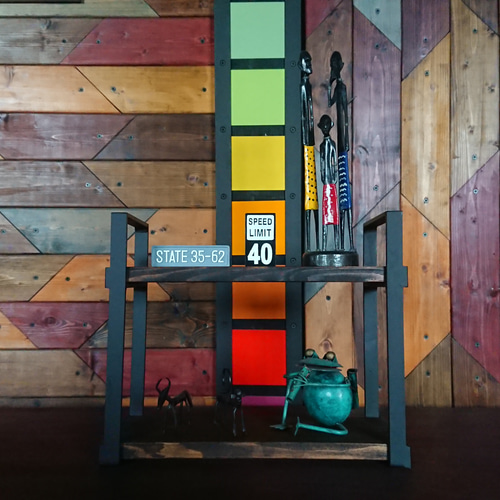 マットブラックでアイアンな2段オープンシェルフ♪ 153×362×297mm