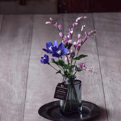 ◇粘土のお花◇ 秋の花 桔梗（キキョウ）・萩・・・K1061 アート