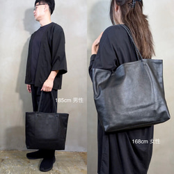 クッションコードトート Ｌサイズ・手入れ不用の軽量牛革 ／-LESS 2枚目の画像