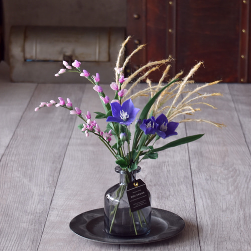 ◇粘土のお花◇ 秋の花 桔梗（キキョウ）・萩・ススキ