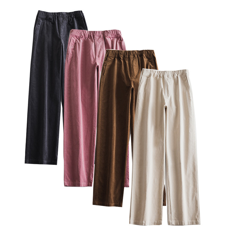 コーデュロイパンツ　100%コットンコーデュロイパンツ　シンプルゴムウエストパンツ　4色　4サイズ　L313