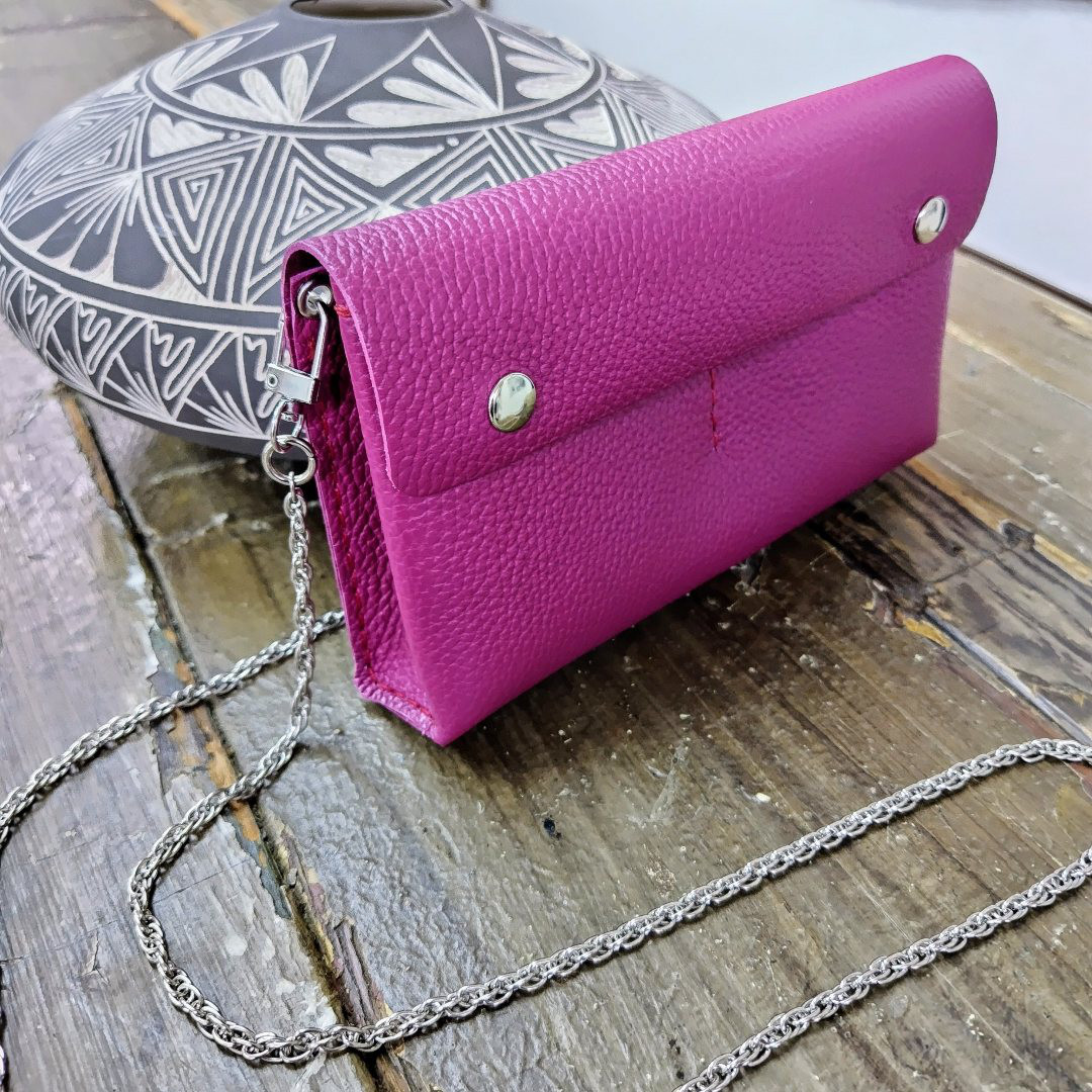 お財布機能付ミニショルダー「SPRING 」完成品(イタリアンレザー製)パープルベリーレザー