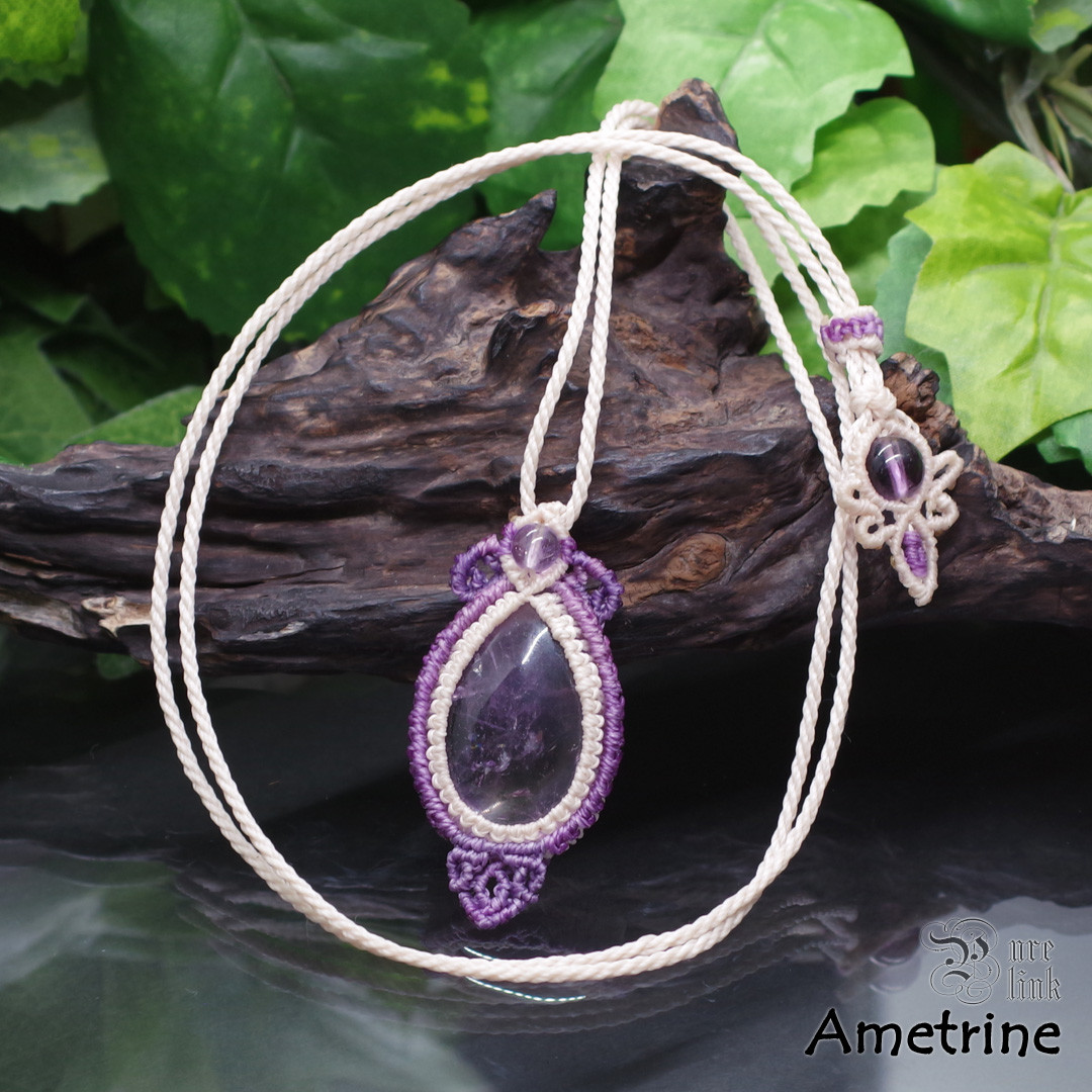 紫黄色の癒しの魔石『アメトリン』マクラメ編トップネックレス5