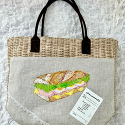 【MIMOSHIGE〜ミモシゲパンバッグ３号】お出かけにぴったり！ハンドメイド 布　バッグ　パン　手描き　　 3枚目の画像