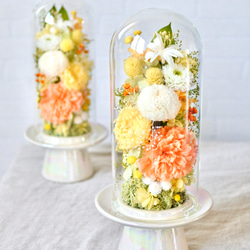 花束のようなガラスドーム Lサイズ高さ27㎝ 仏花プリザーブドフラワー