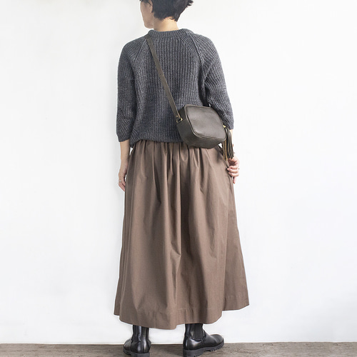 260【Y´s bis】羊皮 ロングスカート 赤茶 未使用