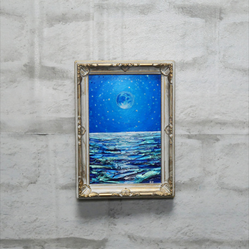 油絵 油彩 油彩画 絵 絵画 ミニ絵画【スーパーブルームーン