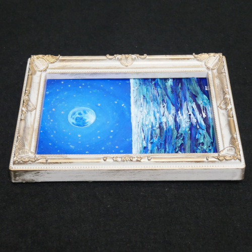 国内外の人気集結！ 油絵 ミニ絵画【スーパーブルームーン 絵画 絵 油彩画 油彩 絵画