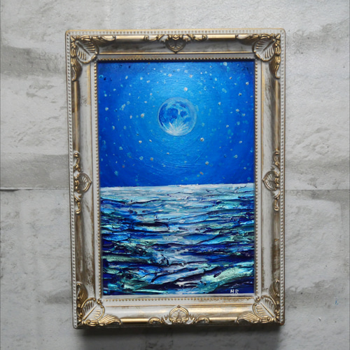 油絵 油彩 油彩画 絵 絵画 ミニ絵画【スーパーブルームーン