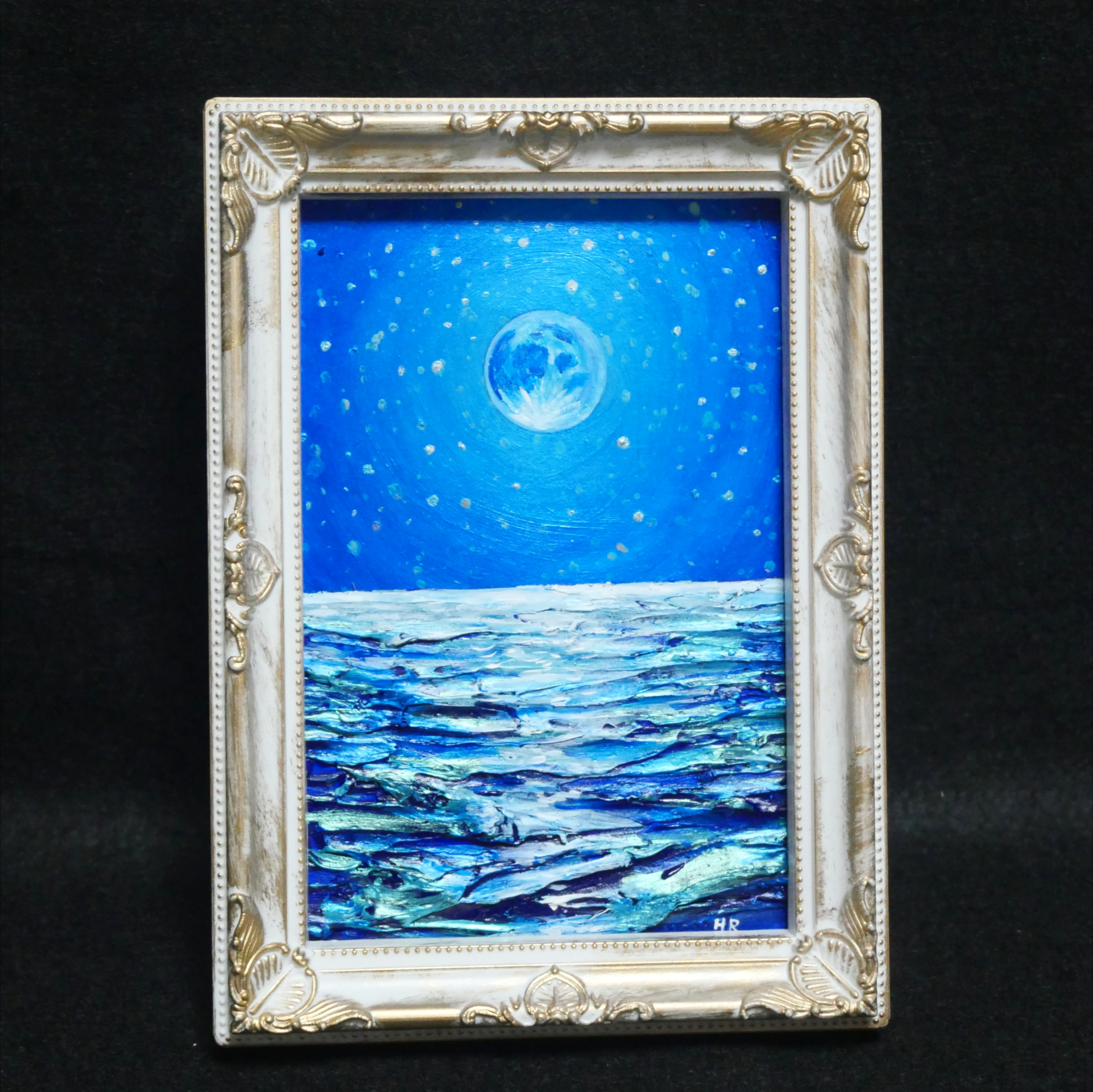 油絵 油彩 油彩画 絵 絵画 アートパネル【スーパーブルームーン 】 油絵 油彩 油彩画 絵 絵画 ミニ絵画【スーパーブルームーン
