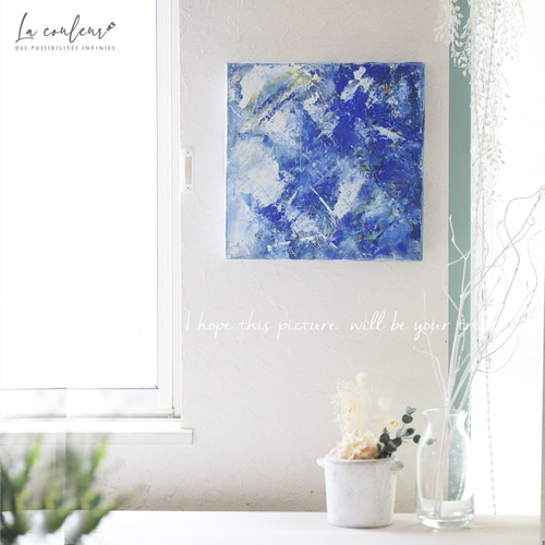 抽象画です 原画】抽象画 虹と雨 約273×220mm（F3サイズ）送料無料 絵画 La