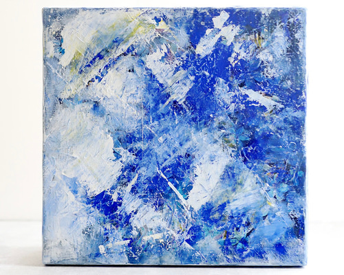 原画】抽象画 群青 273×273mm 絵画 キャンバス ましかく 送料無料 絵画