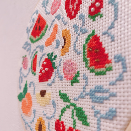 最終決算 フレーム付き クロスステッチ完成品 刺繍 カラフル フルーツ その他
