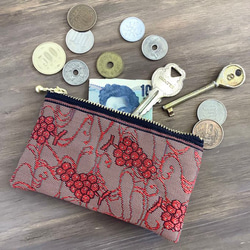 畳縁　硬幣錢包　名片夾　紅葡萄　日式　可爱 第3張的照片