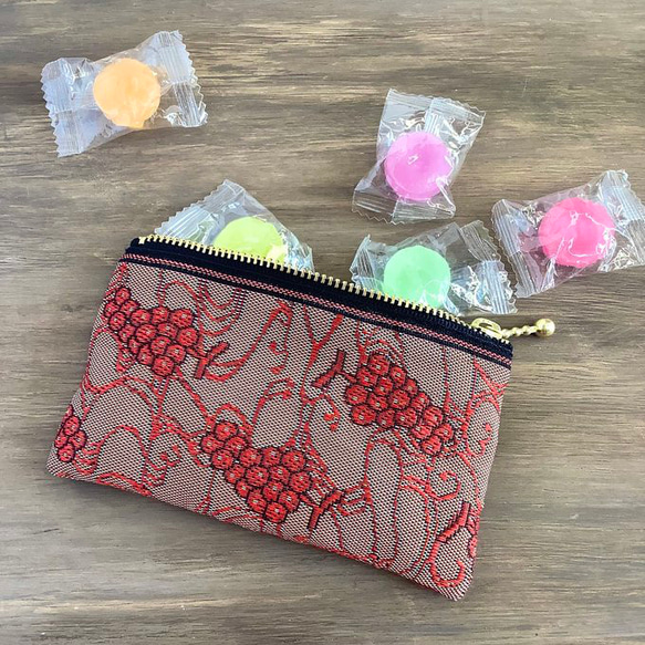 畳縁　硬幣錢包　名片夾　紅葡萄　日式　可爱 第6張的照片