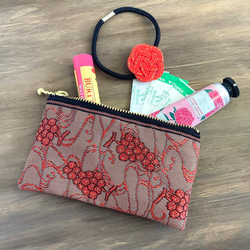 畳縁　硬幣錢包　名片夾　紅葡萄　日式　可爱 第4張的照片