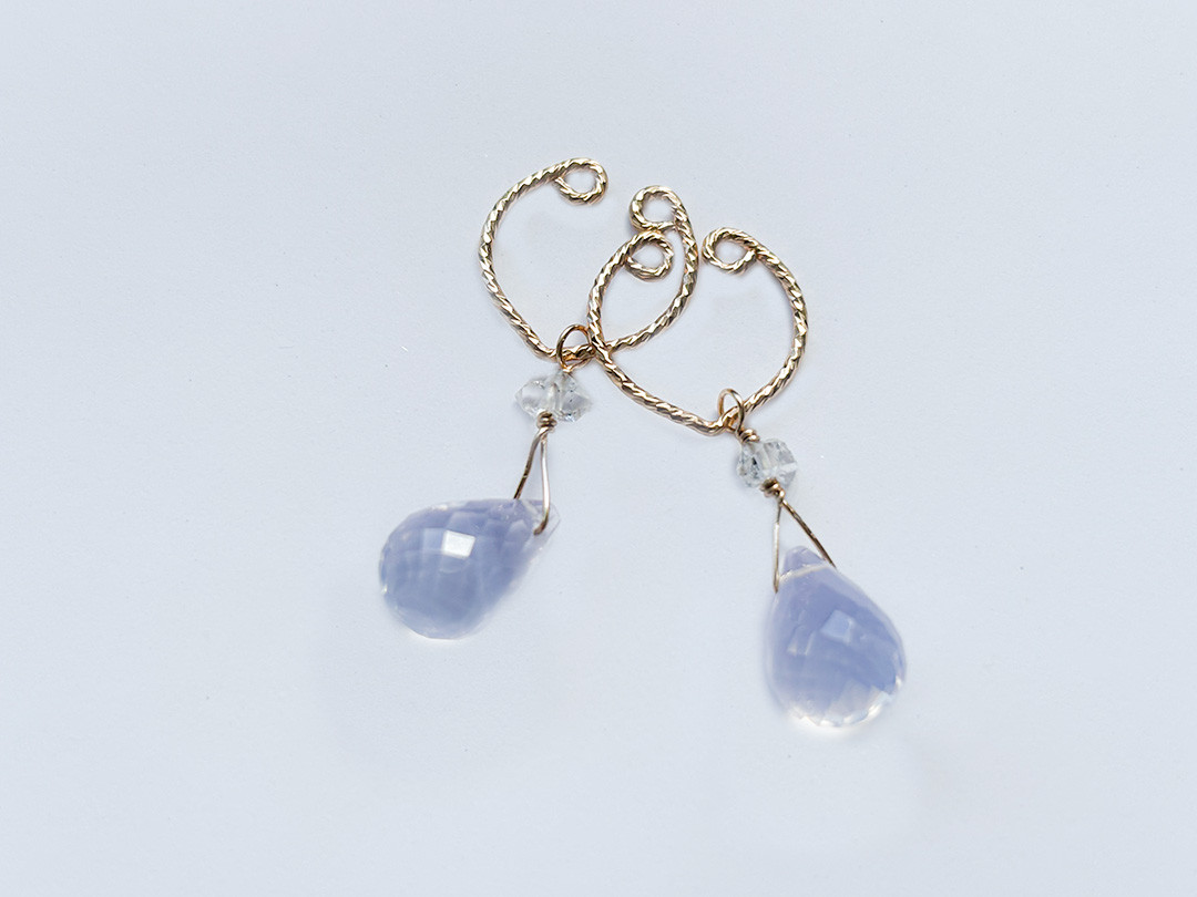 スコロライト(宝石質/AAA)＋ハーキマーダイヤ(AAA)◆14kgf◆天然石◆ノンホールピアス◆稀少＆高価