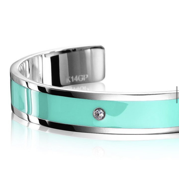 【SELENA Jewelry】　14KGP エナメル  CZ ダイヤ ブレスレット タコイズブルー