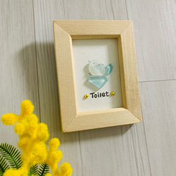 シーグラスアート お風呂表札 ワンちゃん 犬と小鳥インテリア雑貨