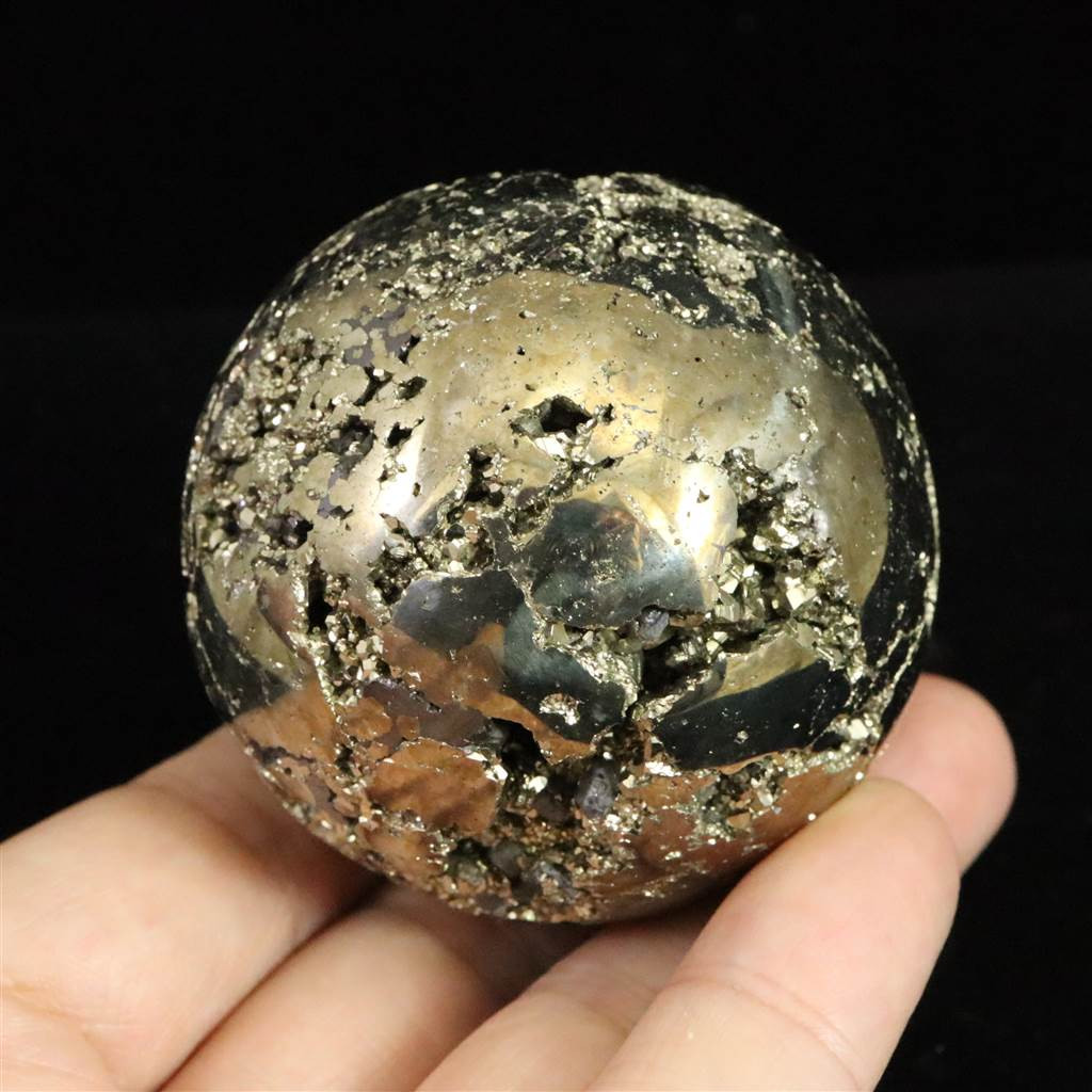 パイライトスフィア 高品質・ブラジル産]パイライトインクォーツ丸玉/スフィア（黄鉄鉱