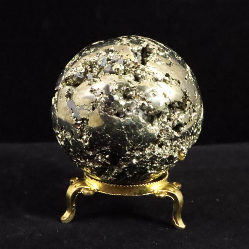 ペルー産 パイライト 黄鉄鉱 53mmスフィア 314g 台付 #46512 天然石