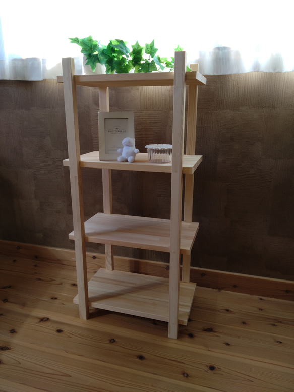 天然木 赤松集成材 オシャレな収納ラック オープンシェルフ 飾り棚 棚