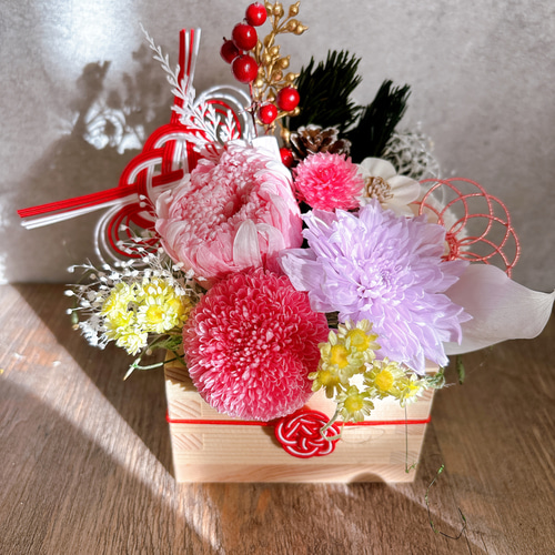 お正月アレンジ2025 ちょこっと飾れるプリザーブドフラワーアレンジ