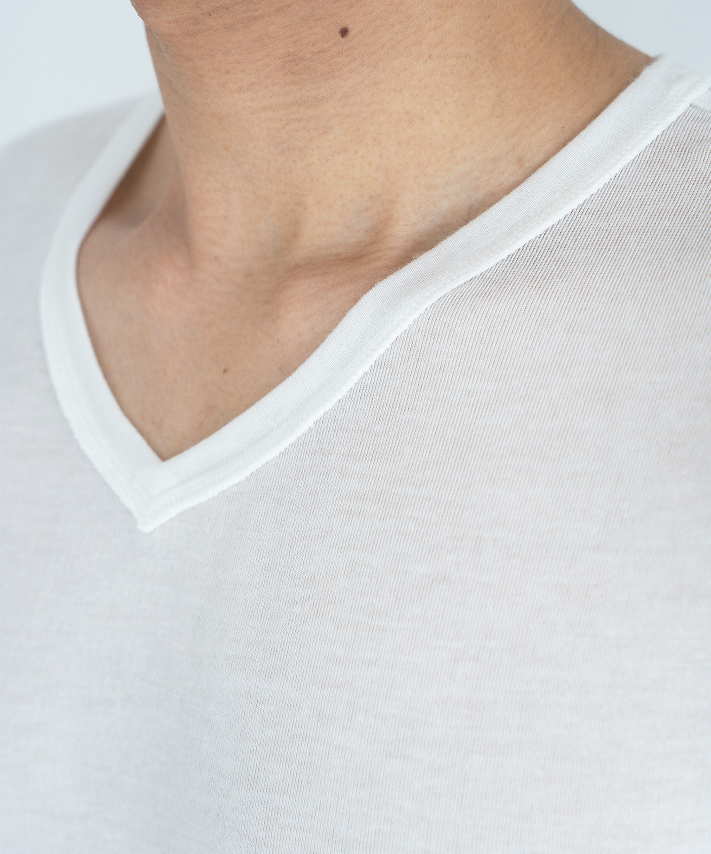 【洗える/柔らかマシュマロ素材/草木染め】半袖Ｖネックインナー　オフシロ