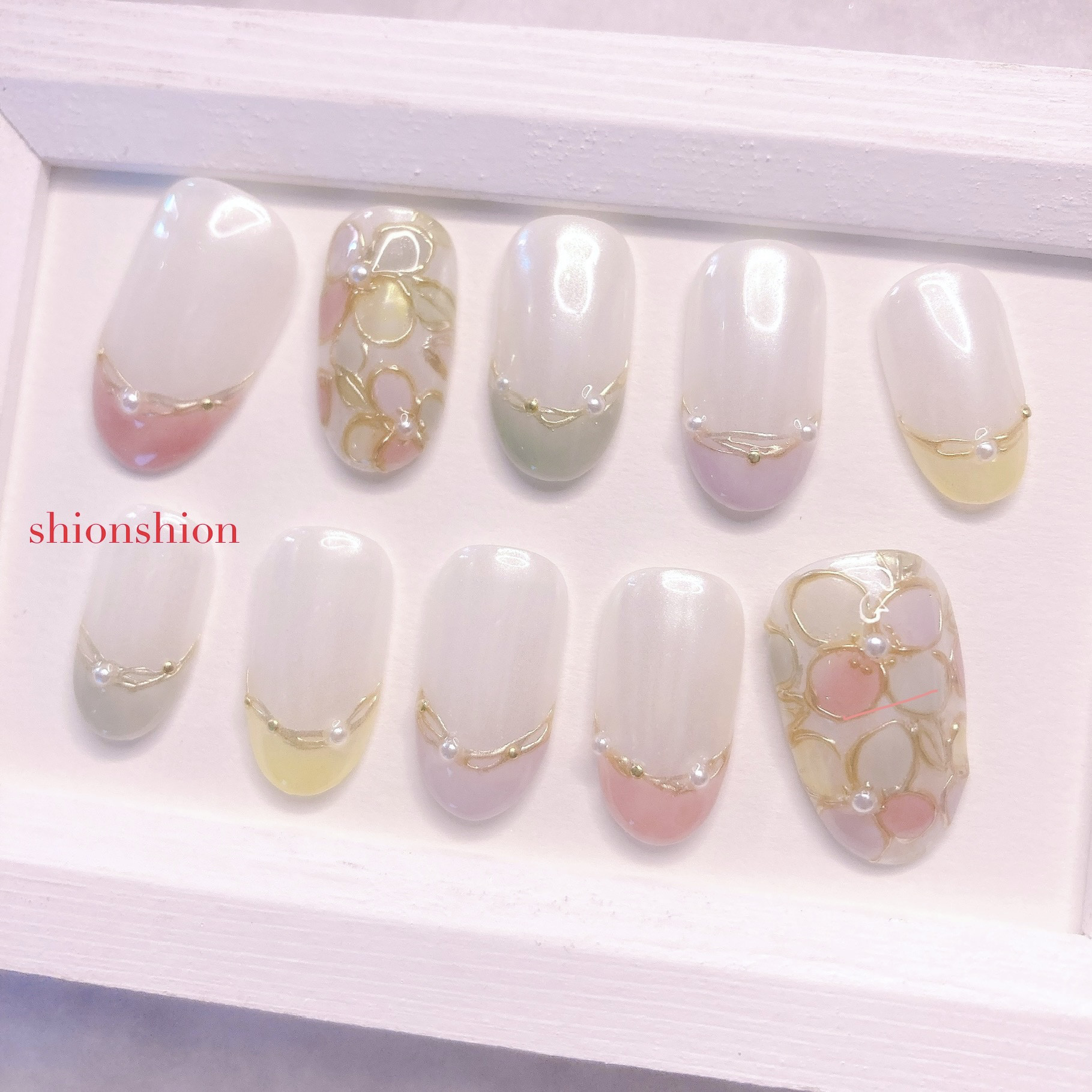 気分はガーリー♡パステルお花ネイルチップ/ウェディング ブライダル 結婚式 成人式 卒業式 前撮り