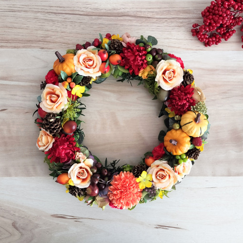 定形外送料無料／秋の新作2024／ハロウィンリース／秋のリース／玄関